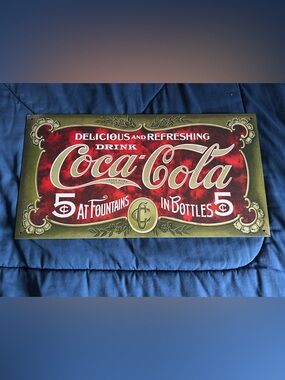 Coca Cola Delious And Refreshing 8.5x16 Out Of Print Vintage Metal Sign
